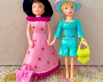 Schattige Polly Pocket Doll Friends met modieuze outfits + hoeden en portemonnee