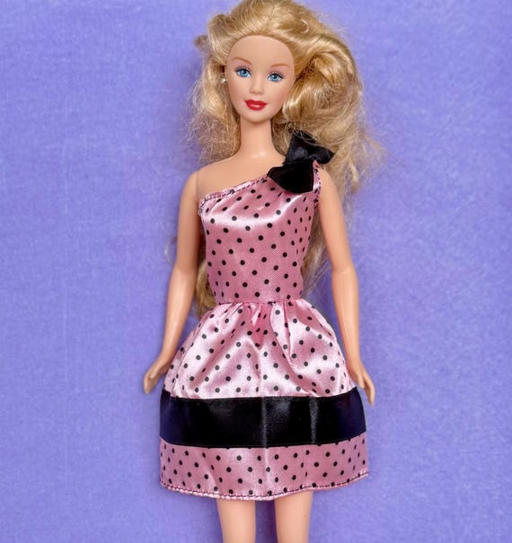 Barbie Doll Pink and Black Polkadot Dress