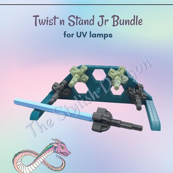 Twist n Stand Jr Bundle - 5 Pen Holder for UV Resin Curing in UV Lamp - UV Lamp Pen Adapter - Resin Pen Adapter