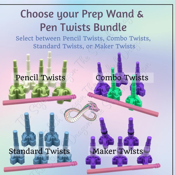 Prep Wand and 5 Pen Twists Bundle - Pen Holders for UV lamp curing, Painting, Decorating