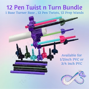 12 Pen Twist n Turn Bundle - 12-pen turner adapter - Pen Adapter for Epoxy - Epoxy Pen Holder