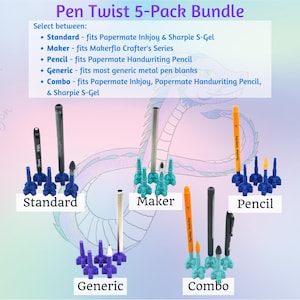 Pen Twists 5-Pack Bundle -Pen Holder for UV Resin -InkJoy Pen Holder -Makerflo Pen adapter -Papermate Handwriting Pencil holder for UV Resin