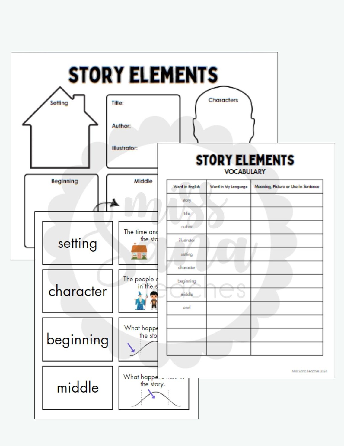 Story Elements Worksheets Setting Character Plot Elementary Middle ...
