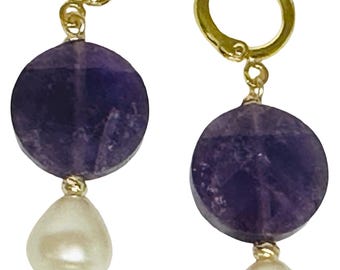 Moonlit Amethyst Pearl Earrings