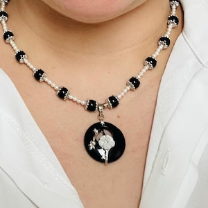 Onyx and pearl necklace