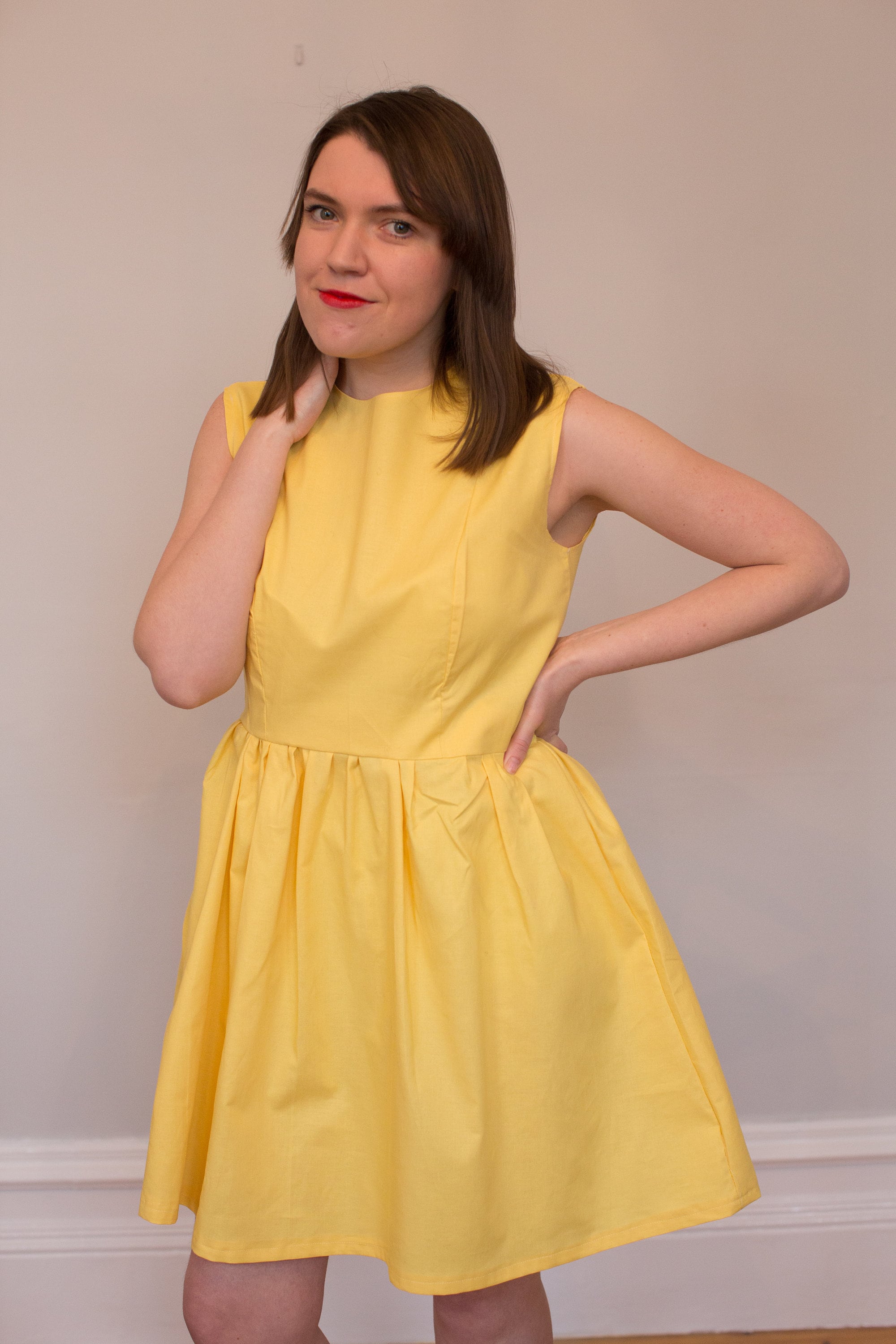 Yellow pleated dress in lightweight fabric | Etsy
