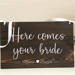Here Comes the Bride Ring Bearer Sign | Ring Bearer Signs | Flower Girl Sign | Ring Bearer Rustic Wedding Decor -