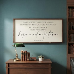 Jeremiah 29:11 Bible Verse Wall Art, Farmhouse Scripture Sign, Pine Wood Decor
