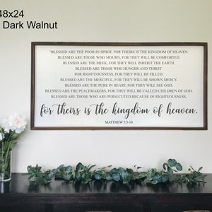 Beatitudes,Matthew 5:3-10 bible verse sign,The Sermon of the mountain,Scripture Wall Art, Bible Verse Sign, 48&quot;x24&quot; Framed Wood sign .