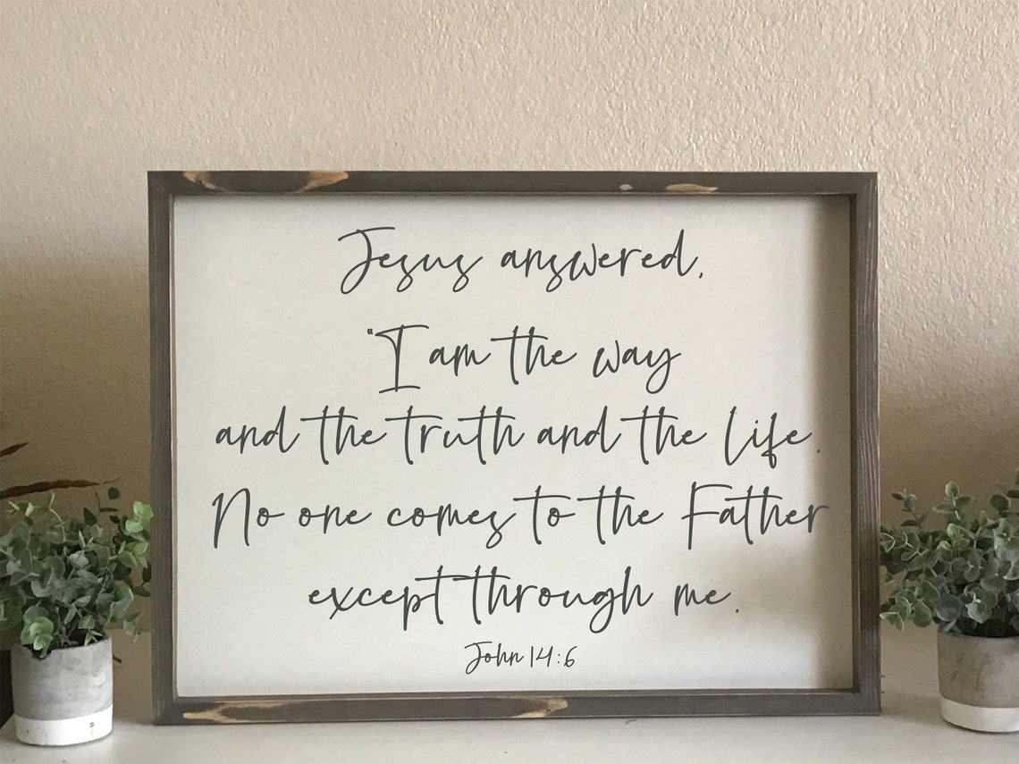 John 14 6 bible verse framed wood signscripture wood sign etsy