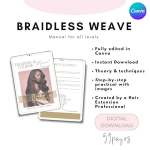 Hair Extensions Training Manual Canva Template Editable Hair Course Guide| Salon Educator Digital Download | Hair Training Workbook