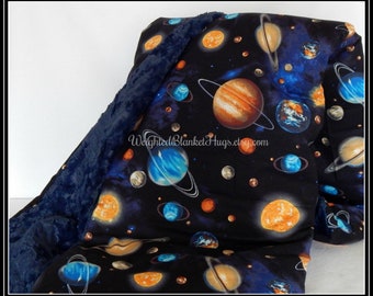 Weighted Blankets for Adults. Weighted Blanket with Glass Beads. Weighted Blanket with Planets or Space. Sensory Blanket.