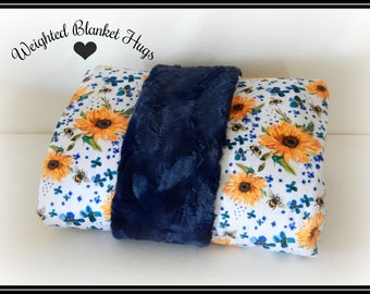 Weighted Blankets, Weighted Blanket for Adults. Weighted Blanket with Glass Beads. Weighted Blankets with Sunflowers and Bees