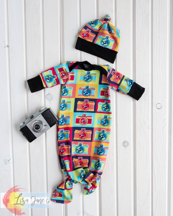 newborn sleeper and hat set