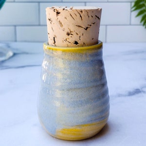 Ceramic Jar with Cork, Colorful Glazed Stash Jar, Handmade Stoneware Ceramic, Dishwasher Safe Stoneware