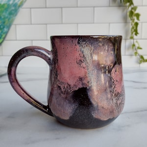 Galaxy Mug, Pink Nebulas, Handmade Stoneware Ceramic Pottery, Microwave and Dishwasher Safe