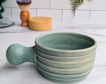 Handmade Ceramic Shave Mug, Beach Rock Glaze, Stoneware Shave Cup