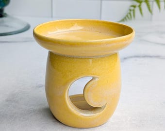 Handmade Ceramic Wax Warmer, Curry Yellow Stoneware Luminary