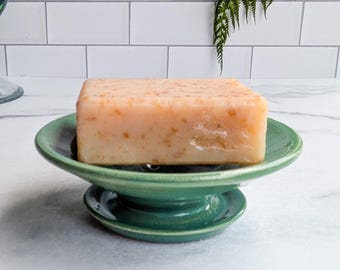 Ceramic Soap Dish with Drain, Cactus Green Glaze