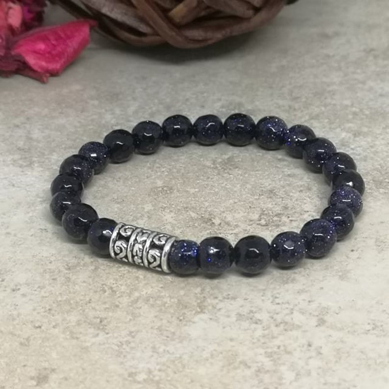 Blue Sand Beads Stretch Beads Bracelet 8 mm Beads Bracelet Bracelet For Stacks