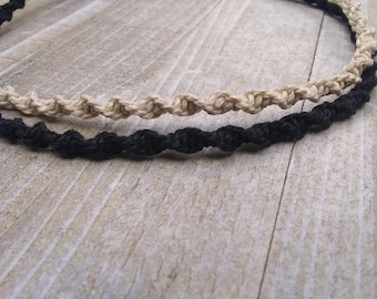 Spiral Hemp Choker, Hemp Twist Necklace, Mens Hemp Necklace, Teen Chokers, Ladies Choker, Hippie Necklace, Bohemian summer, beach bum gifts