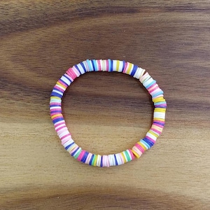 Party Clay Bead Bracelet, Bright Colorful Clay Heishi Bracelet