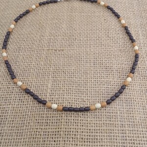 Wood Bead Necklace, Brown Necklace, Trendy Necklace for Men, Boho Beachy, Surfer, Skater