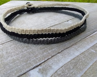 Hemp Choker, Hemp Necklace, Boho Surfer Choker, Mens Hemp Necklace, Teen Chokers, Ladies Choker, Hippie Necklace, Bohemian summer, beach bum