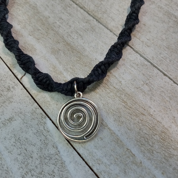 Hemp Necklace, Spiral Necklace, Circle of Life Necklace, Hippie Necklace, Vortex, Hemp Jewelry, Boho