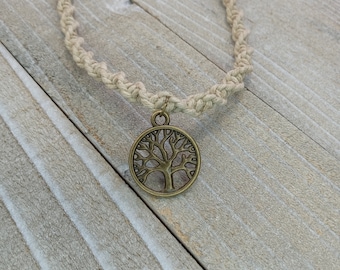 Hemp Necklace, Tree of Life Necklace, Tree Necklace, Hippie Necklace, Macrame Hemp, Hemp Jewelry, Bohemian Throwback