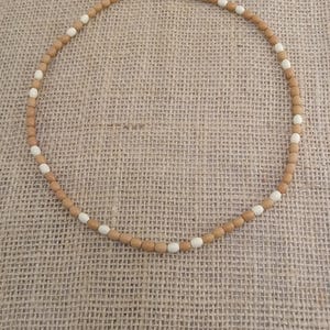Wood Bead Necklace, Light Brown Necklace, Trendy Necklace for Men, Boho Beachy, Surfer, Skater