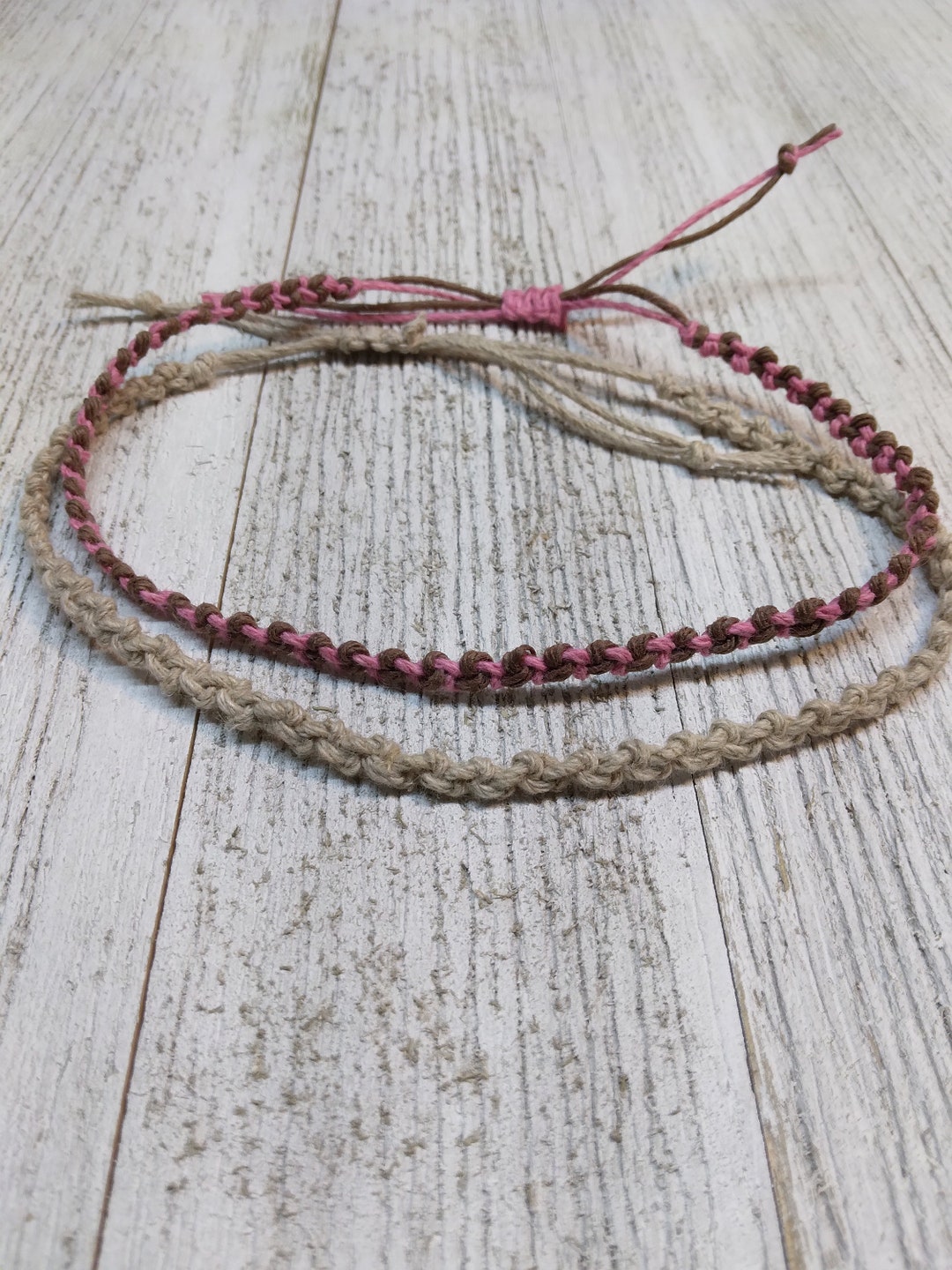 Thin Hemp Anklet, Dainty Hemp Ankle Bracelet, Tiny Hemp Macrame Anklet