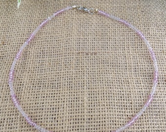 Pink Seed Bead Choker Necklace, Dainty Layering Necklace