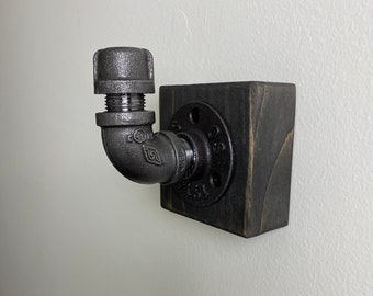 Bathroom Towel Hook, Unique Towel Hanger, Purse Hook, Black Pipe Hook