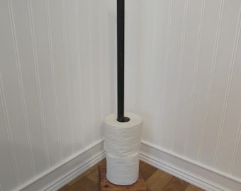 Rustic Industrial Toilet Paper Holder: Freestanding Bathroom Storage