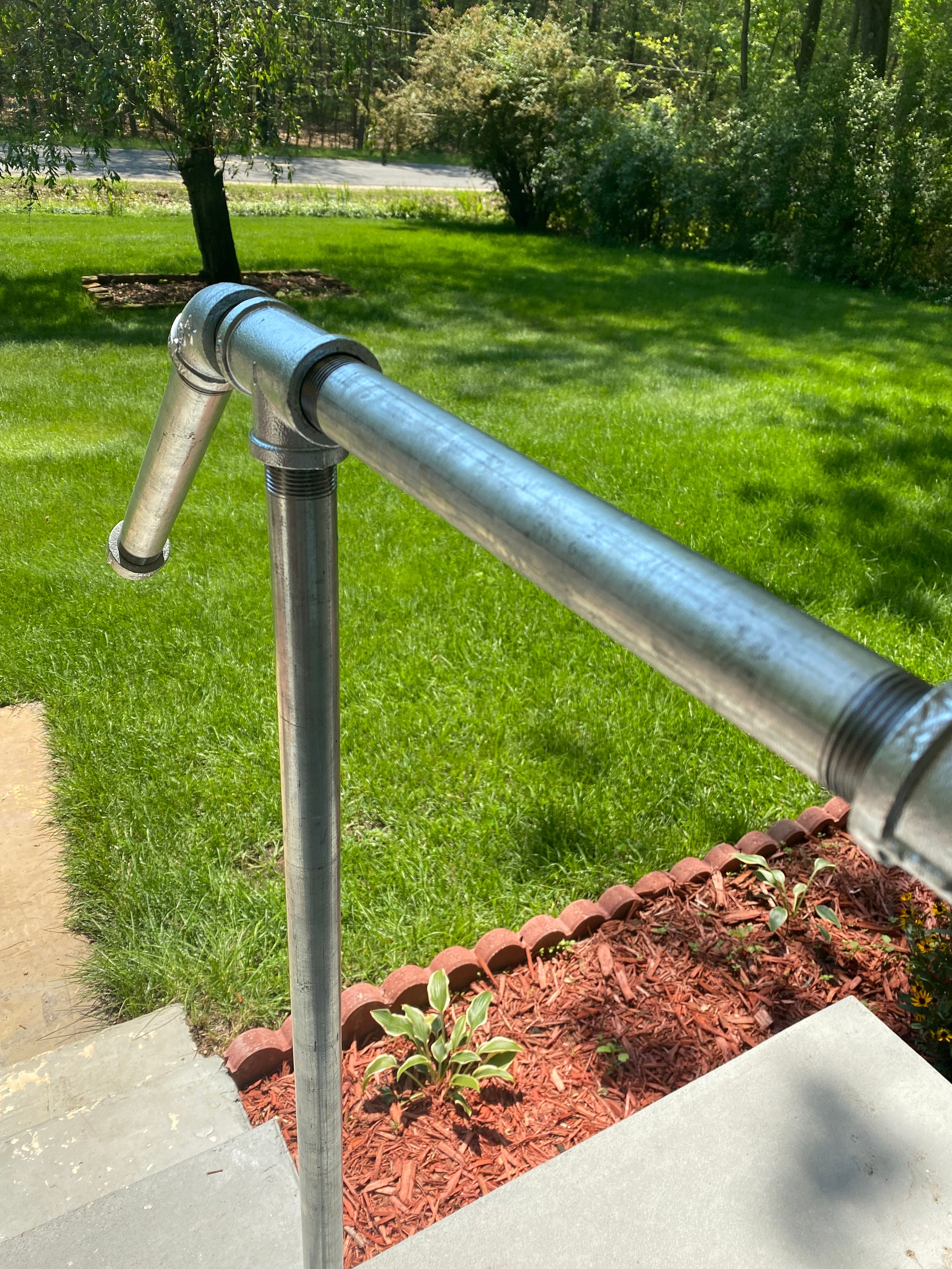 Single Post Pipe Railing Single Post Handrail, 1 or 2 Step, 1