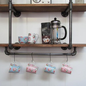 Rustic Pipe Shelving Coffee Mug Holder Wall Decor image 5