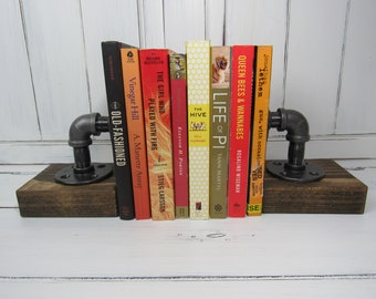 Pipe Bookends, Industrial Bookend, Office Organization, Office Decor, Book Lover Gift, Bookworm, Book Organization