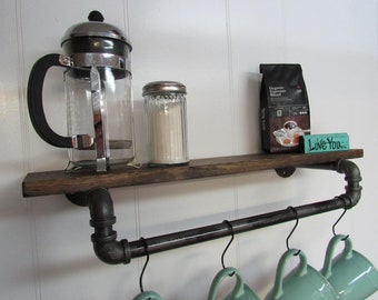 Coffee Mug Rack Shelf, Coffee Bar, Mug Hanger, Coffee Mug Rack, Tea Cup, Coffee Decor, Coffee Shelf, Kitchen Decor