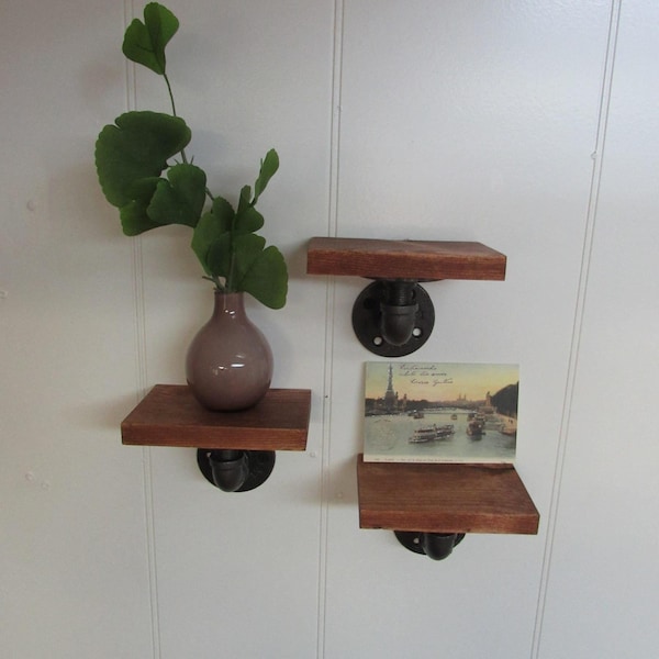 Small Display Shelves, Speaker Shelf, Rustic Pipe Shelf