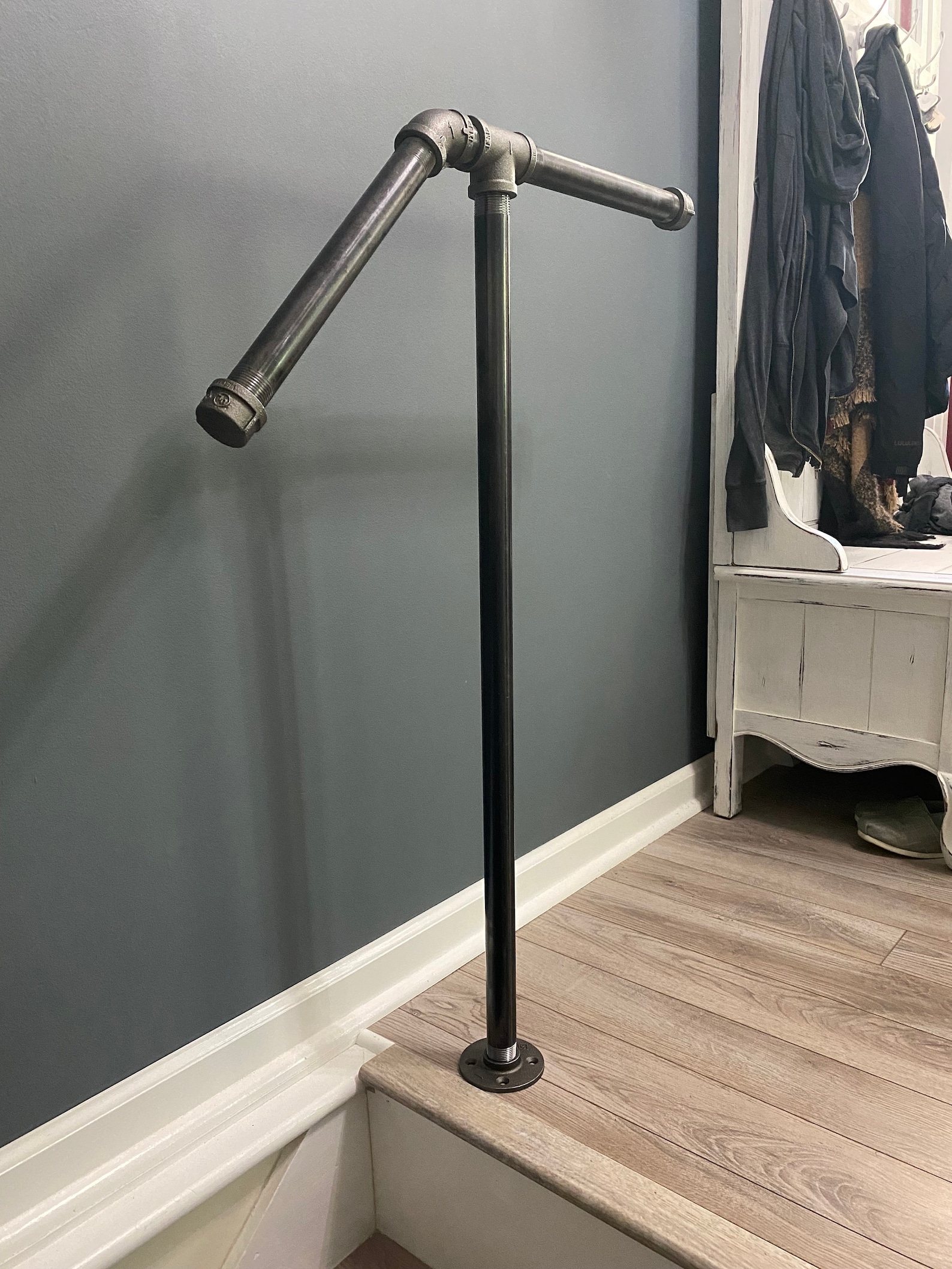 Single Post Pipe Railing Single Post Handrail, 1 or 2 Step, 1