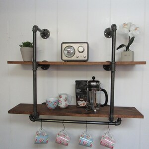 Rustic Pipe Shelving Coffee Mug Holder Wall Decor image 7