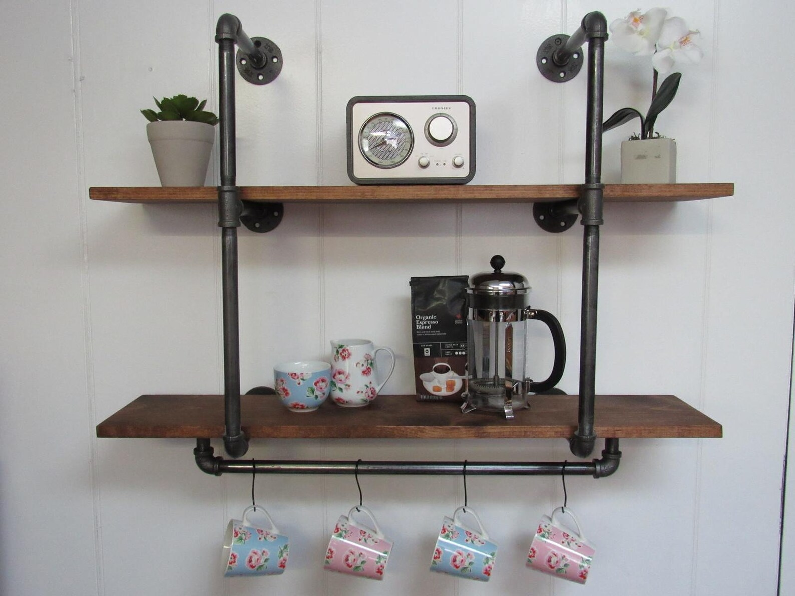 Rustic Pipe Shelving Coffee Mug Holder Wall Decor Etsy