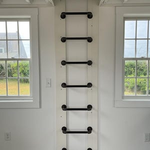 Wall-Mounted Ladder, Industrial Steel Climbing Rungs, Kids and Adults