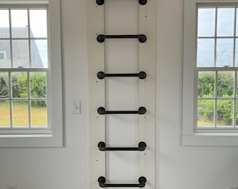 Wall-Mounted Ladder, Industrial Steel Climbing Rungs, Kids and Adults