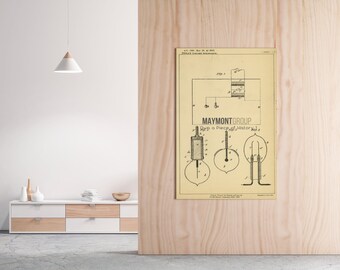 N. Tesla | Light Bulb | Original Lithograph | 1891 Print