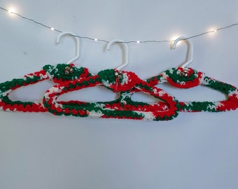 Christmas Crochet Baby Hangers, Red Green, Heirloom Set of 3
