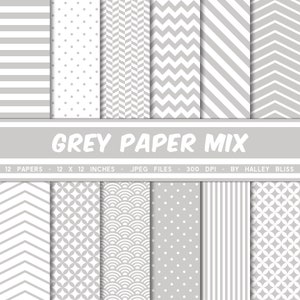 Grey Digital Paper - Gray Digital Paper, Digital Paper Pack, Grey Seamless Paper, Scrapbooking Paper, Grey Patterns, Instant Download