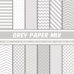 Grått digitalt papper - Grått digitalt papper, digitalt papperspaket, Grått sömlöst papper, Scrapbookingpapper, Grå mönster, Direktnedladdning