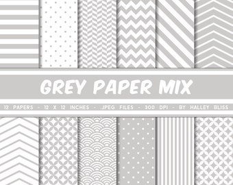 Grey Digital Paper - Gray Digital Paper, Digital Paper Pack, Grey Seamless Paper, Scrapbooking Paper, Grey Patterns, Instant Download